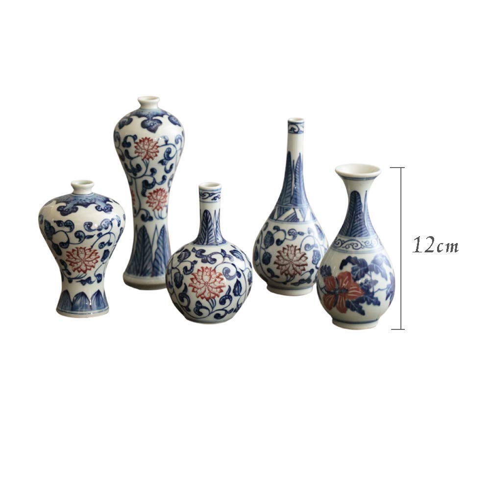 青と白の中国風陶器花瓶 、飾り、インテリア、アンティーク、レトロ