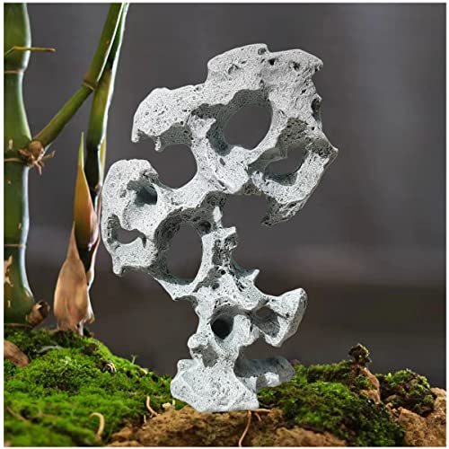 livelyfish Aquarium Rock Decorations Stacking Stones Betta Fish Tank Accessories Zen Rocks Ornaments Japanese Garden Bonsai Figurines Decorations(M-B)