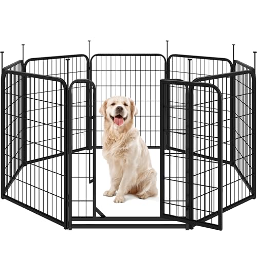 Yaheetech Recinto per Cani Cuccioli Conigli Gatti Animali da Interno e Esterno Giardino Rete Recinzione Ferro 8 pz 65 x 80 cm Pieghevole e Portatile