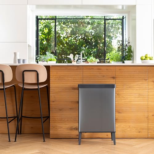 Miniatura 5 de Curver Verto - Cubo De Basura Alto De 54 L, 43,5x 26,5x 68,7cm, Tapa A Presión, Diseño Elegante, Fácil De Montar, Apto Para Reciclaje, Color Gris Perla
