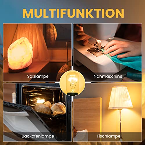 Bonlux E14 Backofenlampe Warmweiß Lampe Backofen Bis 300 Grad Dimmbar Salzlampe Glühbirne E14 14W 90LM Für Mikrowelle, Kühlschrank und Dunstabzugshaube 10 Stück