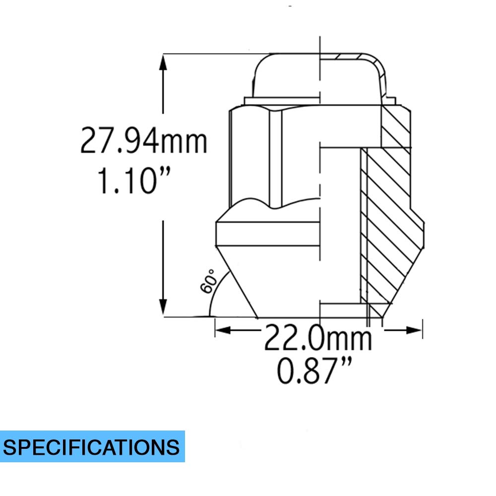 Wheel Accessories Parts 16 Pack Red 17mm Hex 3/8-24 ATV/UTV Lug Nuts (Red, 3/8x24)
