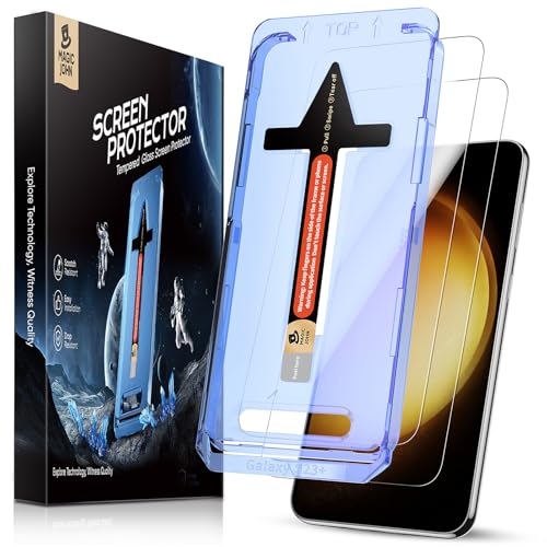 MAGIC JOHN 2 Pack for Samsung Galaxy S23 Plus/ S23+ (6.6 Inch) Screen Protector Tempered Glass Bubble Free with Auto Dust-Elimination Installation Anti Scratch Case Friendly