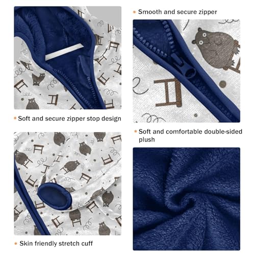 Cartoon Weird Groundhog Girls Fleece Jacket Girls Fall Jacket Girls Zip Up Hoodie Girls Sherpa Jacket 2-10T3