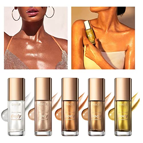 Meicoly Liquid Body Illuminator,Moisturizing Long Lasting Body Shimmer,Smooth Waterproof Shimmer Body Oil,Glow Body Highlighter Face Body Luminizer,40Ml/1.35 Fl Oz.#02 Rose Gold #TOP1