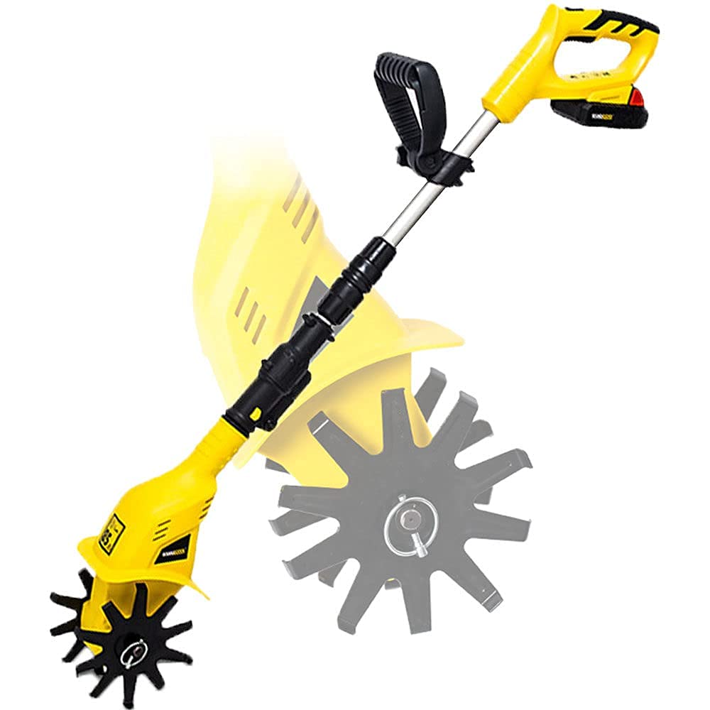 Motobineuse de Jardin, cultivateur/rotavateur électrique sans Fil avec Batterie Rechargeable et Chargeur – Largeur de Travail 10 cm, Profondeur de labourage 16 cm, cultivateur idéa
