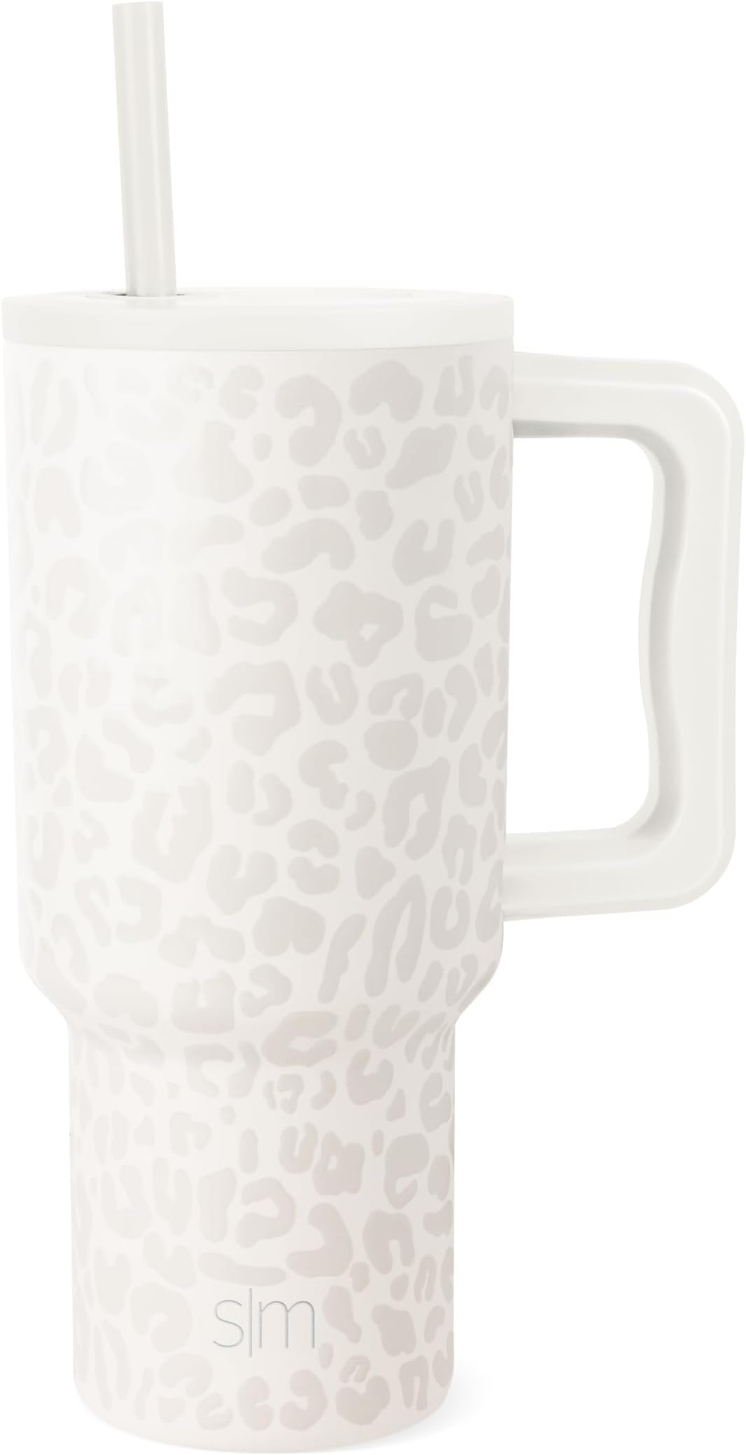 Simple Modern 30 oz Trek Tumbler with Handle and Straw Lid | Cup Holder Friendly Insulated Stainless Steel Travel Mug | Cream Leopard (Pack of 12)
