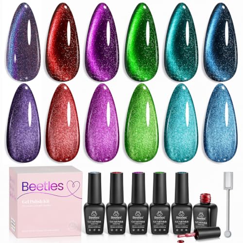 Beetles Cat Eye Gel Nail Polish Set, Galaxy Beam 6 Colors Fall Gel Polish