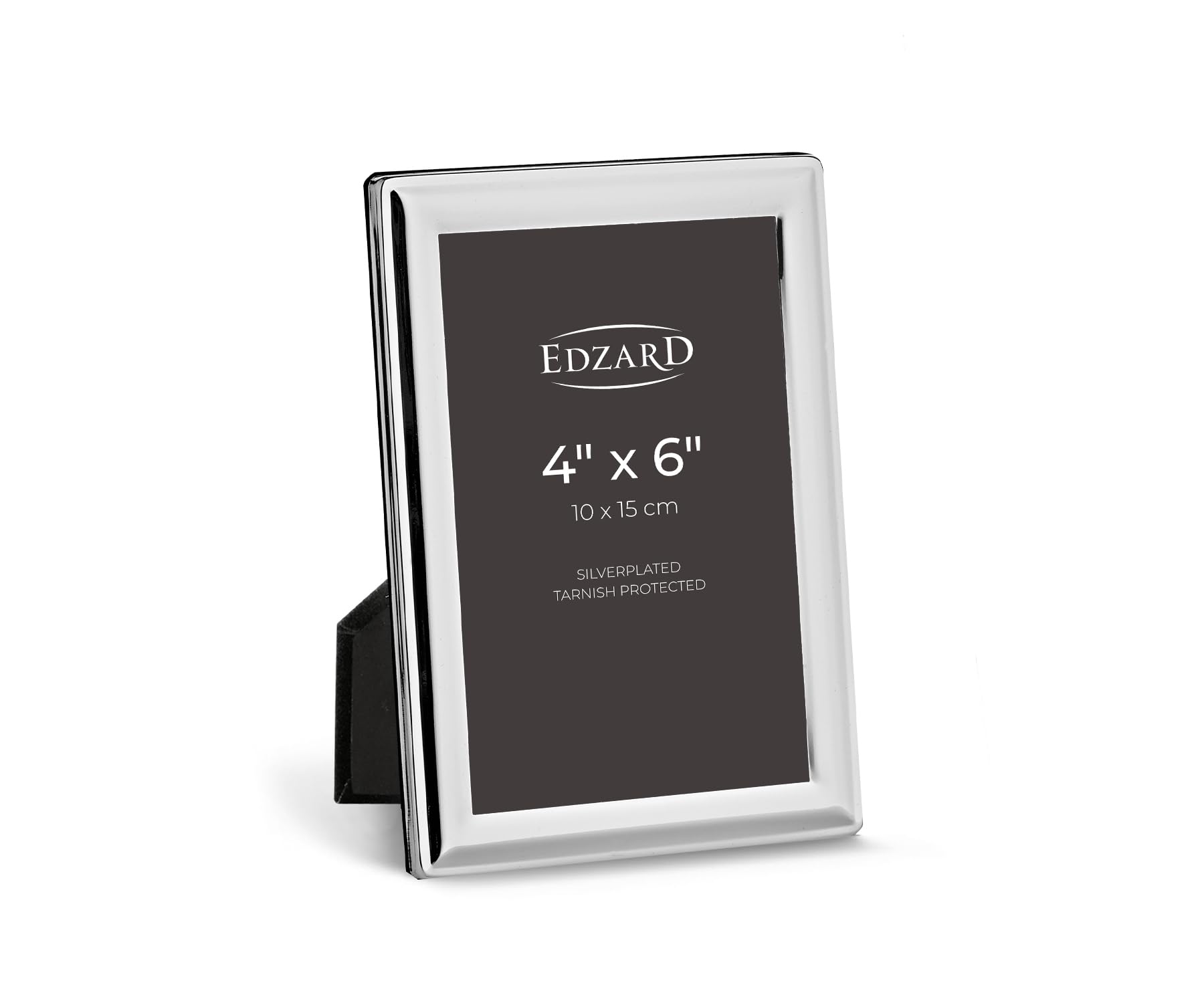 Edzard Polished Silver Silver Plated Photo Frame 4"X6" (10X15 Cm) Terni, Non-Tarnishing, High Gloss Finish, Real Glass Front & Premium Velvet Back, Portrait Or Landscape Display - Elegant Wedding Gift