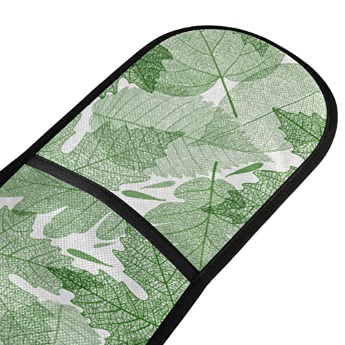 ZZXXB Green Leaves Double Oven Mitt Heat Resistant Non-Slip Kitchen Gloves Extra Long 7" x 35" for Cooking Baking Barbecue Grilling - Image 2