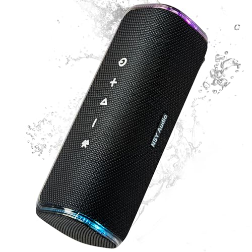 NSY Audio 40W Portable Bluetooth Speaker, IPX7 Waterproof Wireless Outdoor Speaker, 25-Hour Playtime, Bass Boosted, LED Lights, TWS Pairing for Pool, Shower, Bike, Jam Session, Gifts (Black)