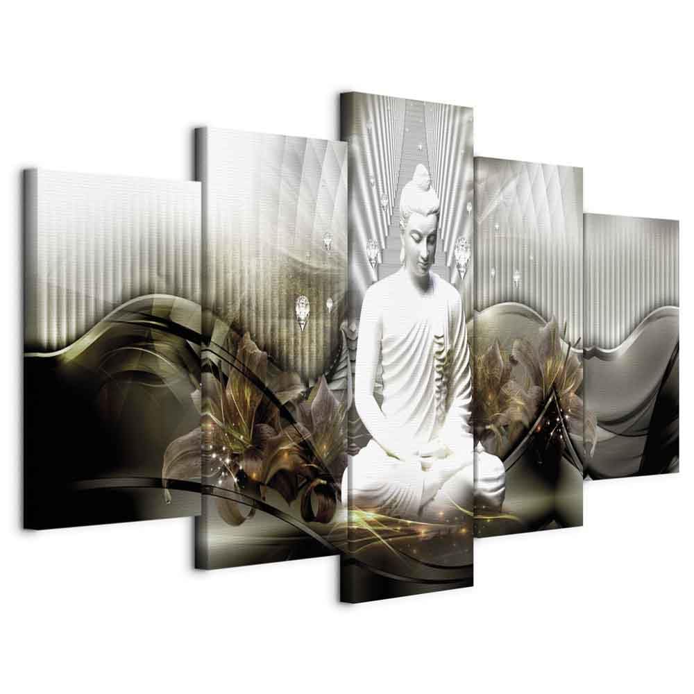 Cuadros B&D XXL - Cuadro en Lienzo Buda Zen Spa 225x112 cm 5 piezas - Impresión en material tejido no tejido cuadros decoracion salon modernos lienzos - Flores Abstracto h-C-0043-b-o