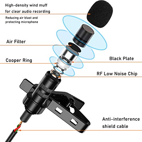 Micrófono lavalier con cable EXMAX, micrófono de solapa omnidireccional de 3,5 mm para sistema inalámbrico de guía turística ATG-100T, amplificador de voz, transmisión en vivo, enseñanza en el aula miniatura 6