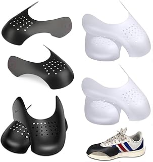 4 Pairs Shoe Crease Protector Against Toe-Box Wrinkle Protection, Shoes Crease Protector Toe Box, Prevent Sneaker Shoes Crease Protector for Men and Women(White, Black)