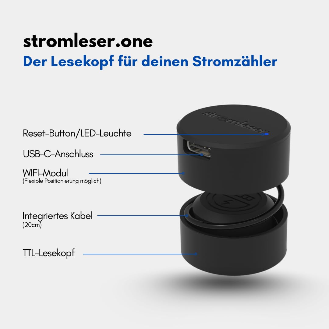 one mit Hutschienen - WLAN Stromzähler auslesen IR Lesekopf mit App | Verbrauchstracker für Balkonkraftwerke & Zuhause Smart Home Messgerät Energiemonitor Plug & Play