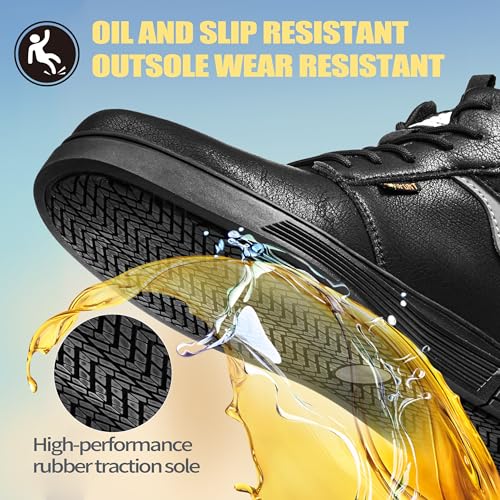 Slip Resistant Work Boot for Men & Women, Waterproof Anti-Slip Kitchen Shoes, Oil & Water Resistant, Lightweight Work Shoes for Chefs, Restaurant Workers, Delivery, Crew, Drivers 02 - Image 3