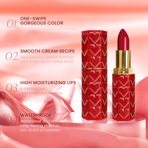 Image of evpct 1Pcs Dark Red Lipstick, Silky Velvet Matte Lipstick Pack Sets for Women, Long Lasting Smudge Proof Lipstick Lip Stain Makeup Kit matte lipstick 24 hours original R03