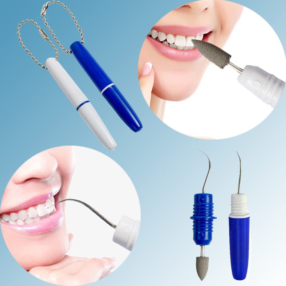 4PCS Portable Dental Picks Teeth Stain Remover Mini Travel Plaque and Tartar Remover with Chain Mini Stain Eraser Dental Tooth Cleaning Tools Interdental Pick Tooth Kit for Travel & Home Use 2