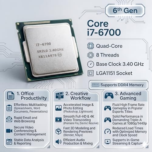 Image of High Performance Core i7 6th Gen Quad Core Desktop PC | Core i7 6700 Upto 4.00GHz | 16GB DDR4 RAM | 512GB SSD | 5G WiFi & Bluetooth | Windows 11 Pro | MS Office 2024 | 2 Years Warranty