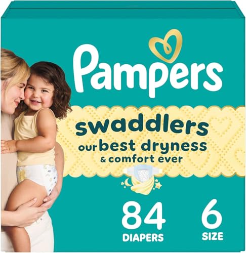 Image of Pampers Swaddlers Diapers, Size 6 (23-44 lbs), 84 Count, Absorbent, Keeps Baby Dry and Comfortable, Skin Safe Disposable Baby Diaper (Packaging May Vary)