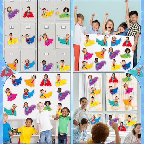 Image of gisgfim 80Pcs Super Theme Hero Cutouts Back to School Decorations Bulletin Board Heroes Paper Cut-Outs Classroom Decor for Boy Girl DIY Craft Photo Wall Door Kindergarten Preschool Party Favor Supply