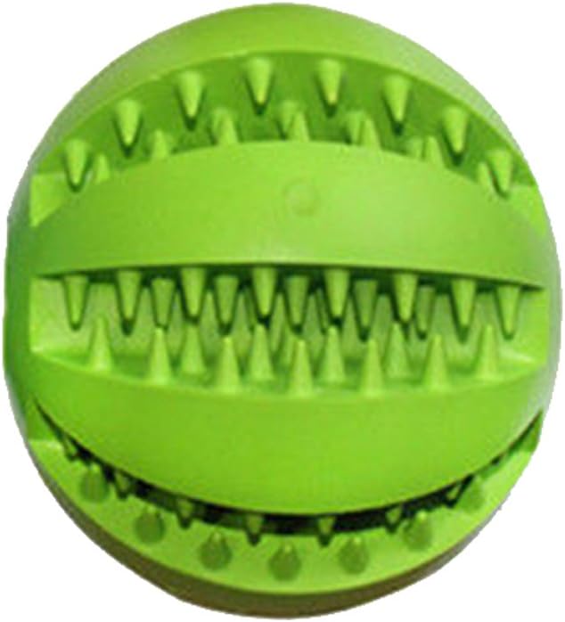 yanbirdfx Pet Dog Chew Training Rubber Ball Tooth Cleaning Toy Treats Dispenser Holder - Green S