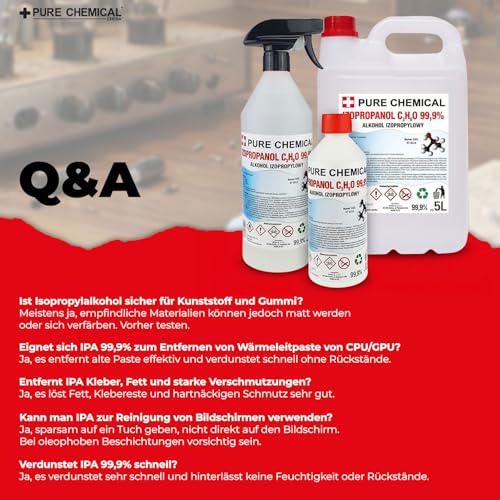 CHOSA Isopropanol 99,9% Sprühflasche - Isopropylalkohol Hohe Reinheit - IPA Reinigungsalkohol & Entfetter - Reiner Alkohol zum Reinigen für… – Ansicht 6