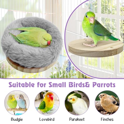 Image of Hamiledyi Bird Soft Nest for Cage Plush Parrot Hammock Breeding Bird House Bird Bed for Parakeet Lovebird Cockatoos Conure Canary Finch Quaker(Grey)
