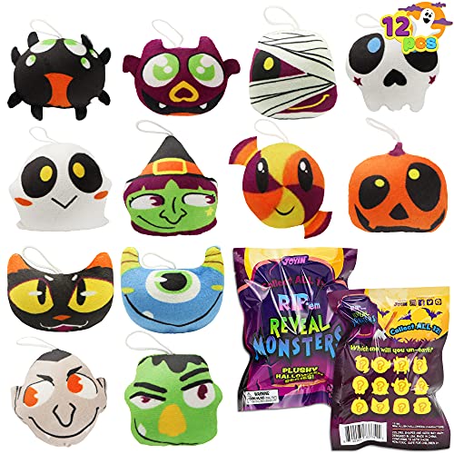 JOYIN 12 pcs Halloween Mini Plush Toy in Blind Bags, Halloween Mystery Toy Surprise Bag, Plush Toy Assortments for Kids Halloween Party Favors, Trick or Treat Gift Exchange, Halloween Goodie Fillers