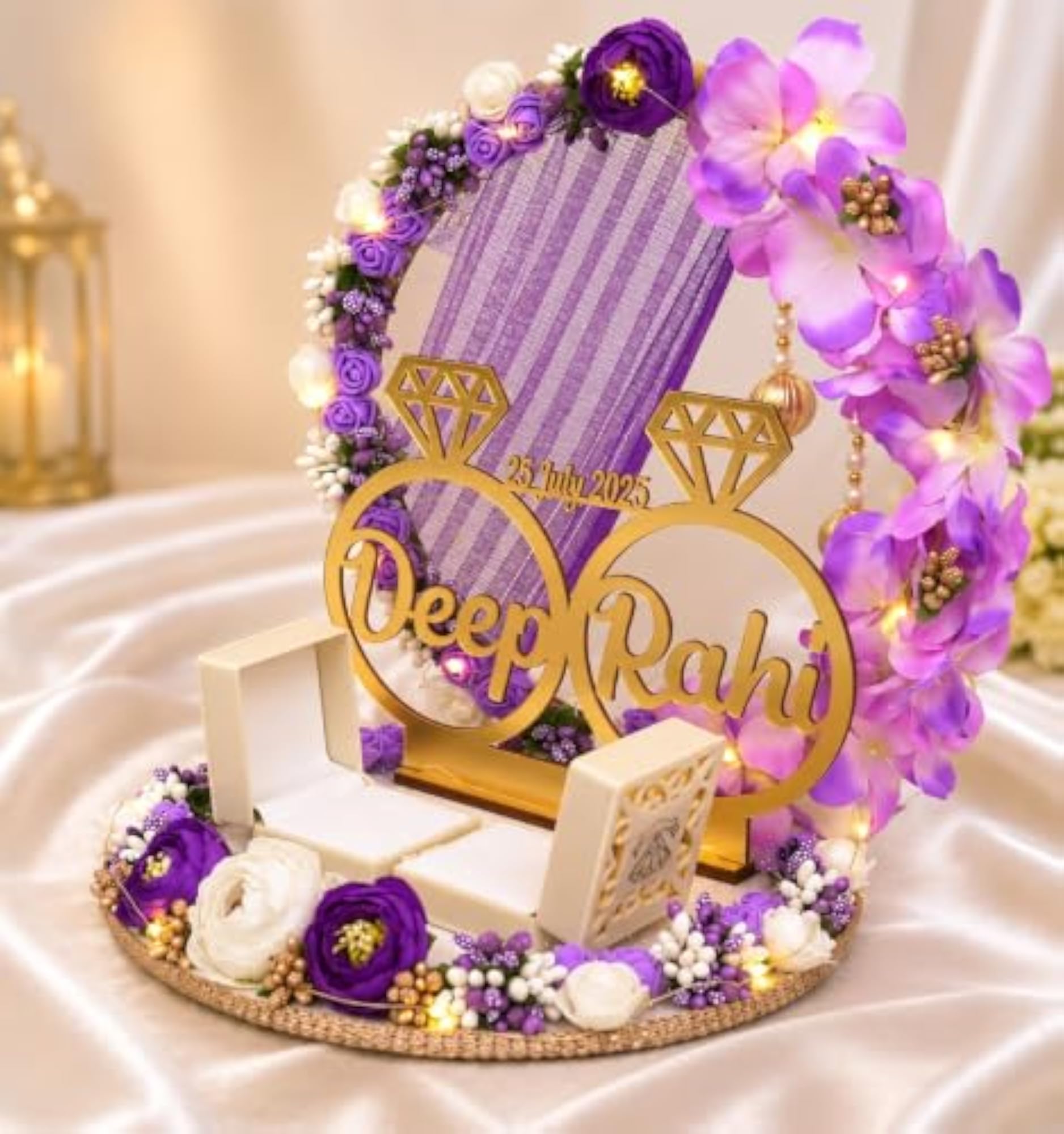 Personalized Engagement Ring Tray with LED Light