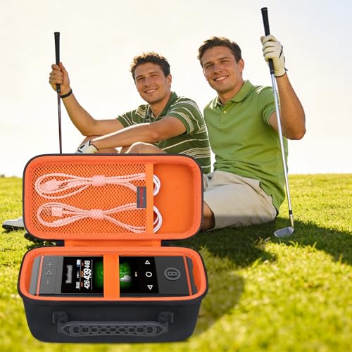 Image of Elonbo Carrying Case for Bushnell Golf Wingman HD GPS Speaker, Orange | Golf GPS Speaker and Handheld GPS Rangefinder Hard Travel Bag, with Mesh Pocket Handle Double Zipper, for Protective Storage