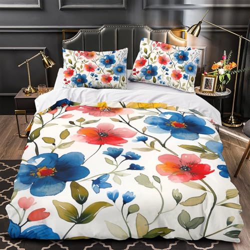 Housse de couette microfibre respirante et douce lit simple fleurs 3D - 4