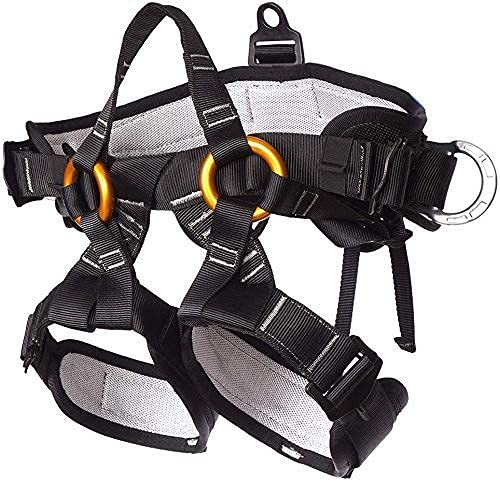 Climbing harness for tree work, fall protection safety harness for roofers, painters, construction workers, fire rescue, fall protection climbing harness for the construction industry (Black)
