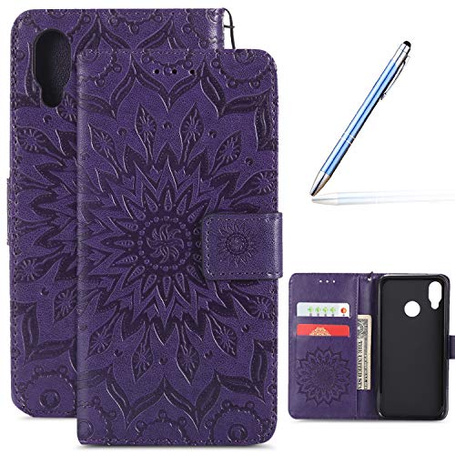 Robinsoni Case Huawei P20 Lite Leather Case, Sunflower 3D Printed Case Cover Book Stylish Folio Flip PU Leather Wallet Magnetic Wallet Case Cover for Huawei P20 Lite, Purple