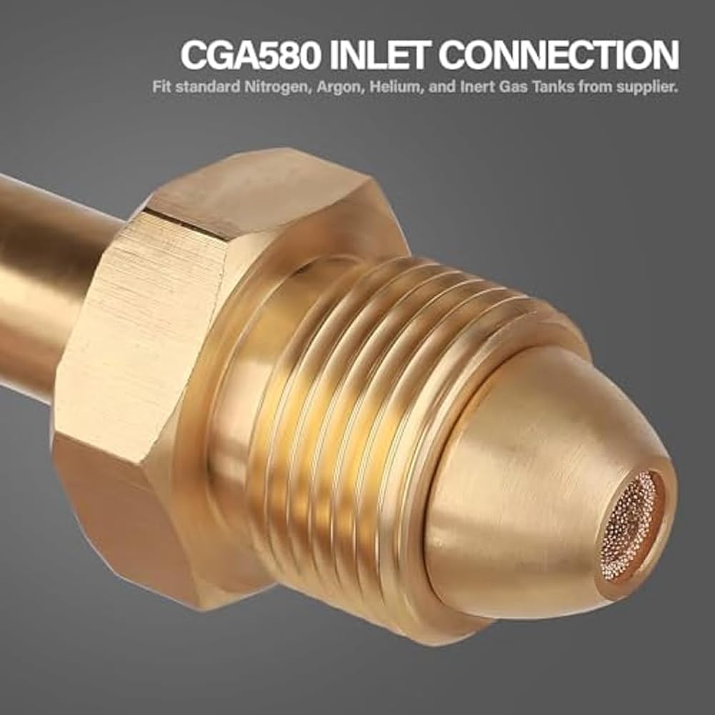 Regulator azotu z ciśnieniem dostawy 0-800 PSI, wąż CGA580 przyłącze wlotowe i męskie przyłącze wylotowe 1/4
