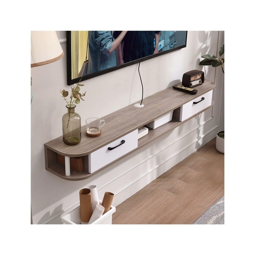 Supporto per TV, mensola da parete per intrattenimento, per centro intrattenimento, mobiletto per TV, console multimediale, in legno (grigio, 180 x 16 x 24 cm)