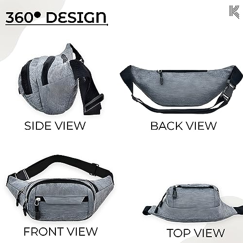 Image of Kraptick Premium Unisex Waist Bag for Men and Women - Stylish Hip Bag, Fanny Pack, Travel Money Belt (Black)