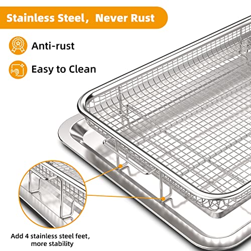 Large Size Air Fryer Basket For Oven, 15.6“ X 11.6“ Air Fryer Tray With 30 Pcs Parchment Paper, Yepater Stainless Steel Air Fryer Pan With Crisper Tray For Baking Fries,Bacon,Chicken #TOP5