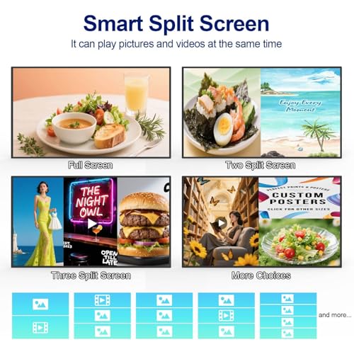 Image of 55inch 4K Digital Signage Display, 2000nits High Brightness, LCD Monitor Slim Fit Frameless Advertising Display, Wall Mount Digital Display, CMS Remote Publishing, 7 /24 Timer Switch, Built-in Speaker