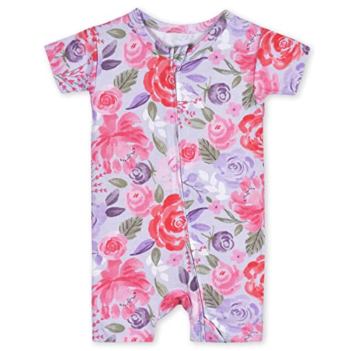 Image of Gerber Baby Buttery-Soft Short Sleeve Romper with Viscose Made with Eucalyptus