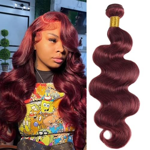 12A Body Wave Burgundy Bundles Human Hair Extensions 14 Inch one bundle