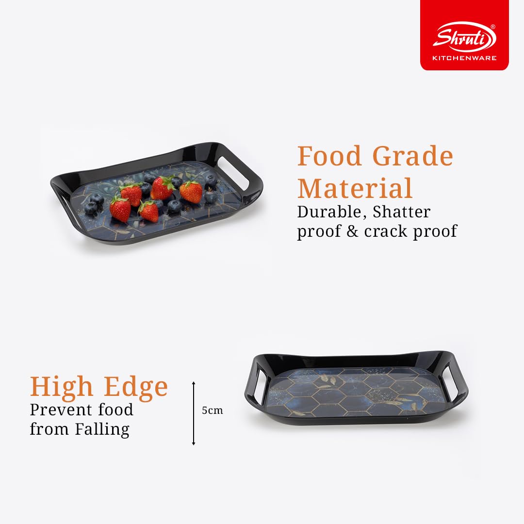SHRUTI MULTIUSE Serving Tray Set- Black, Multi-Use Kitchen’s Tea Tray, Perfect for Hosting Guests at Home & Hotels (Pack of 3) — Amazon image 4