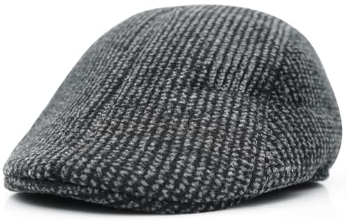 Putcuku Ivy Newsboy Cap for Men - Vintage Gatsby Style Flat Cap, Classic Driving Hat (Small Dot Dark Grey)