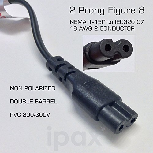 Ipax 10 Ft Long Two Prong Ac Power Adapter Cord Cable Compatible With Ps5 Ps4 Ps3 Slim Lg Tcl Samsung Un32Eh5300 Un40Eh5300 Un46Eh5300 Un50Eh5300 Un28H4000 Un40J5200 Un43J5200 Un48J5200 Un50J5200 Tv #TOP2
