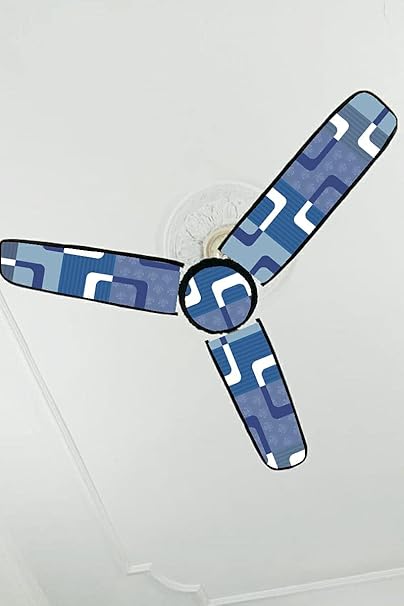 SMOOTH FURNISHING PVC Waterproof/dust Proof Three Blade Ceiling Fan Blade Covers,Blue