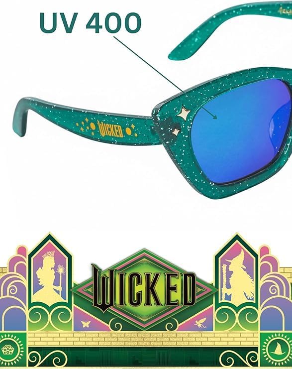 Wicked Sunglasses for Kids | Officially Licensed Elphaba Dark Green Glitter Shades | UV 400 | One Size Fits Most Kids2