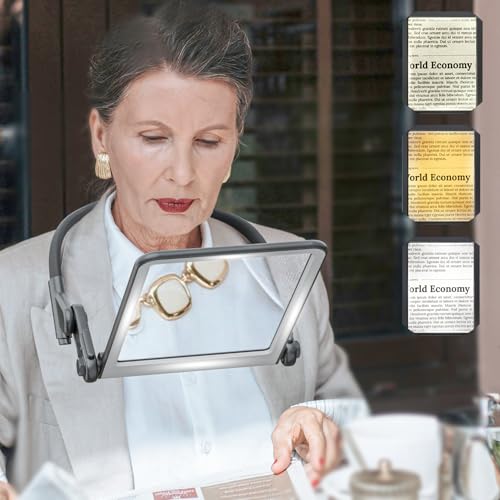 Bstsilver Large LED Hands-Free Page Magnifier 3X w/Detachable GooseNeck Bracket | Eye Care 3 Color Light &Anti-Glare Lens to Reduce Eye Strain-for Reading, Craft, Knit, Needlework, Low Vision Senior Bstsilver Large LED Hands-Free Page Magnifier 3X w/Detachable GooseNeck Bracket | Eye Care 3 Color Light &Anti-Glare Lens to Reduce Eye Strain-for Reading, Craft, Knit, Needlework, Low Vision Senior