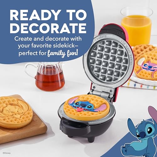 Image of Disney Dash MultiMaker Mini System Removable Plate Set - Ceramic Coating Replacement Plates for Waffle Breakfast - Waffle Maker Not Included - 4-Inch - 2-Pack - Stitch & Angel