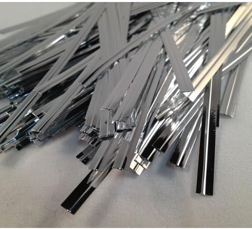 50 Silver 4" (100mm) Metallic Twist Ties/Bag Sealers Coloured Plastic with Wire Free Post