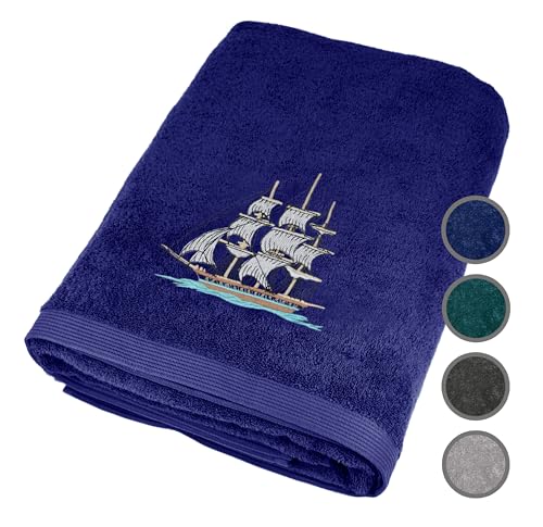 Lashuma XXL Duschtuch 100x200 cm Blau - Marine, Lillby Badetuch groß für Strand, Sauna und Urlaub